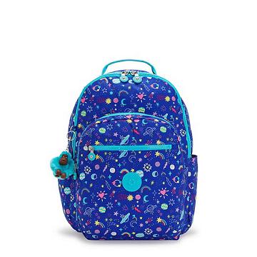 Kipling Seoul Large Printed 15" Backpack Laptoptassen Donkerblauw | België 1551UZ